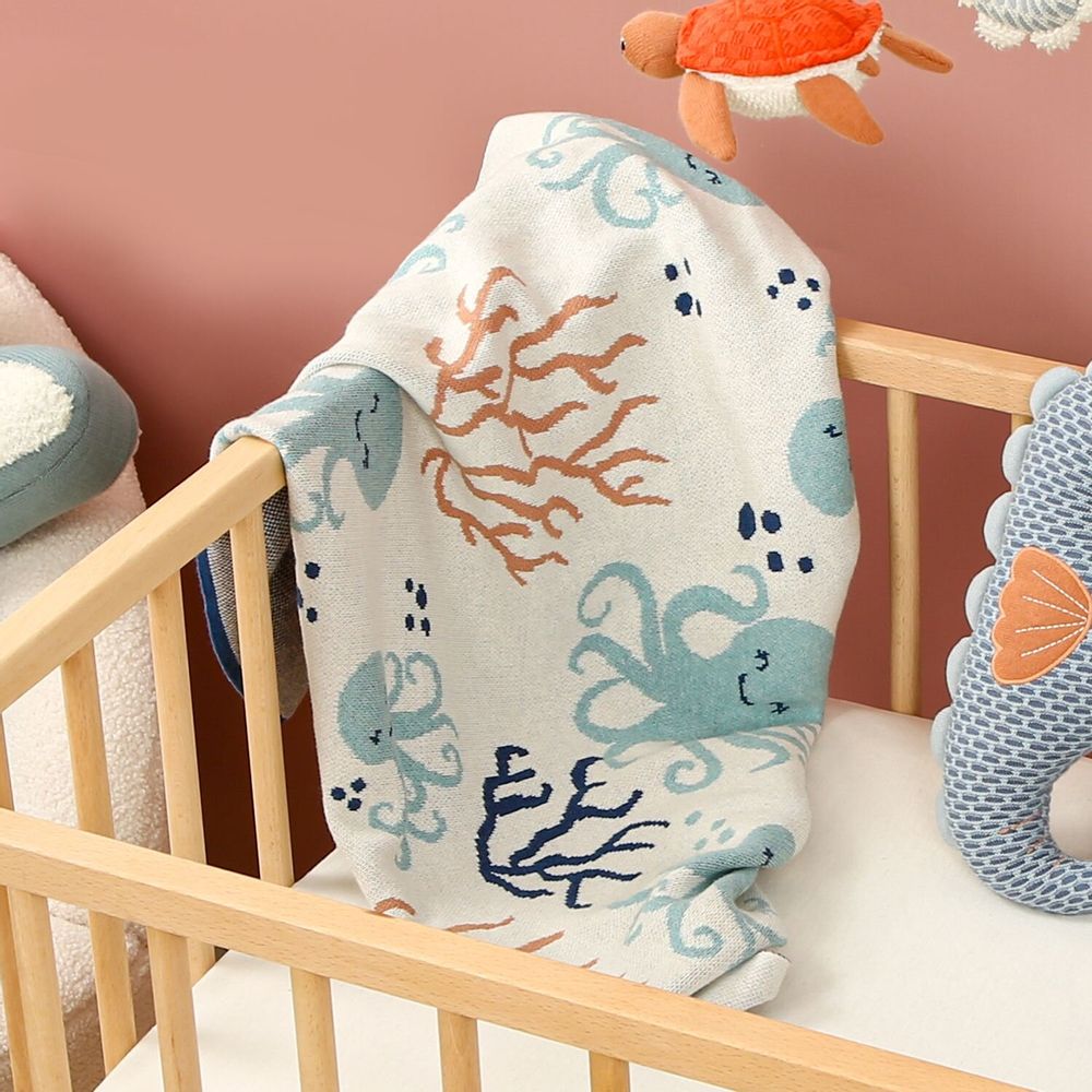 Paréos pour enfants - Plaid - Pieuvre Bleu - Coton Bio - POMME