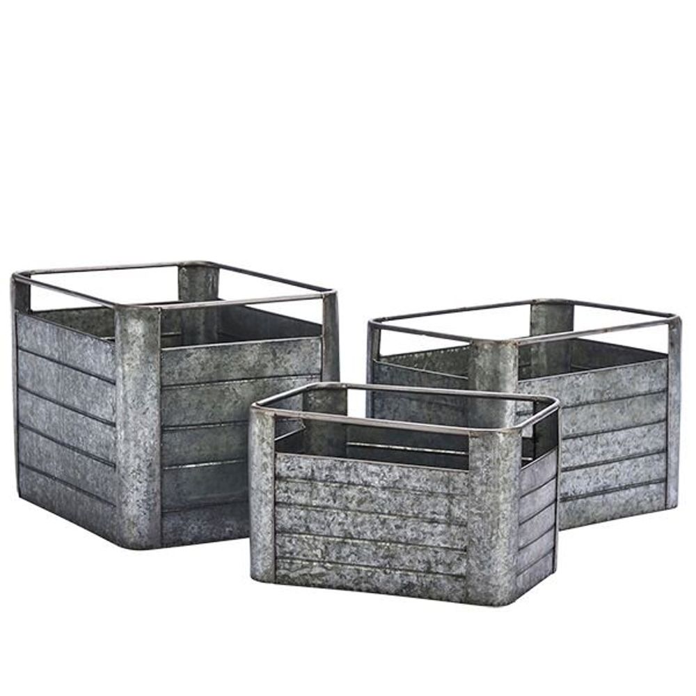 Baskets - Square galvanized boxes - MADAM STOLTZ