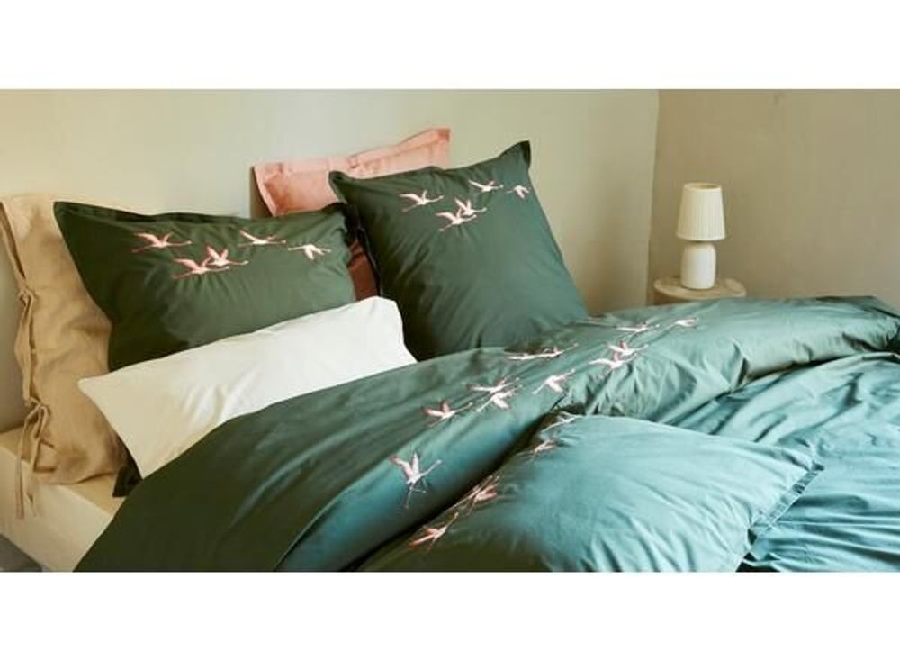 Linge de lit - Linge de lit percale de coton brodée Les Voyageurs - SYLVIE THIRIEZ