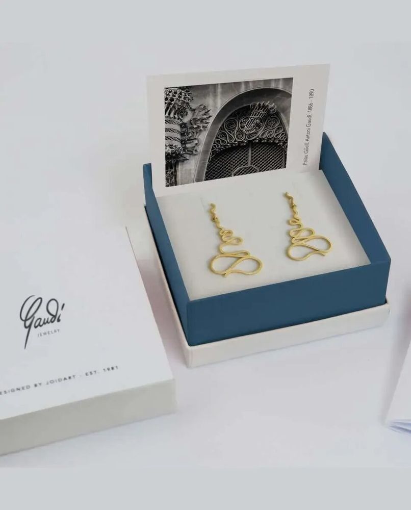 Bijoux - BOUCLES D'OREILLES LONGUES DORÉES GAUDÍ JEWELRY PALAU GÜELL - JOIDART