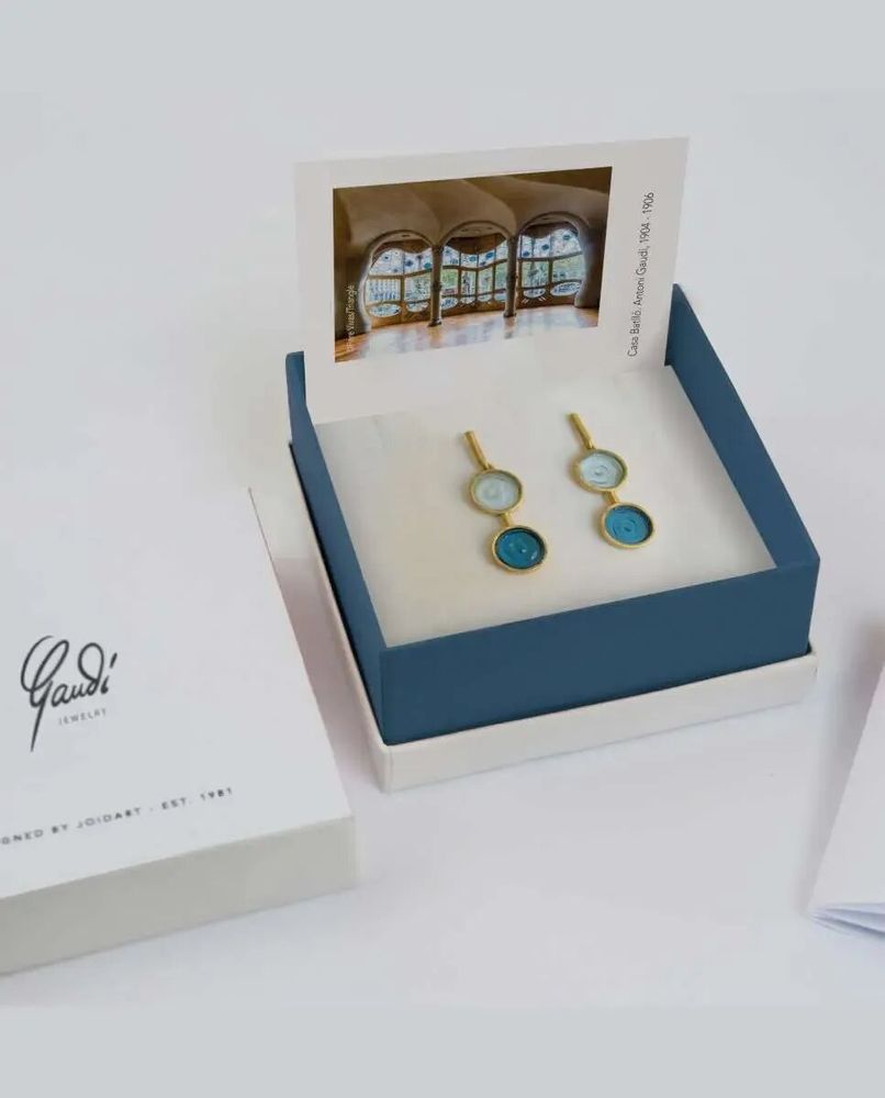 Jewelry - LONG GOLDEN EARRINGS GAUDÍ JEWELRY BLUE - JOIDART