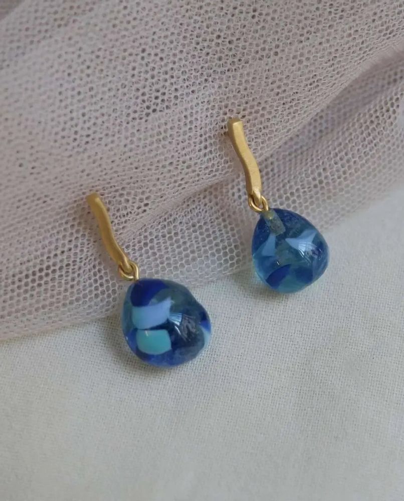 Bijoux - BOUCLES D'OREILLES DORÉES GAUDÍ JEWELRY BLEU - JOIDART