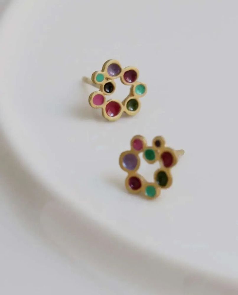 Bijoux - BOUCLES D'OREILLES PETITES DORÉES CANDY COLOURS - JOIDART