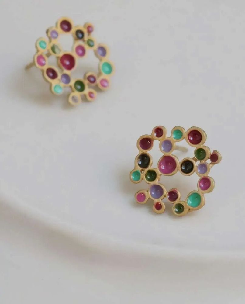 Bijoux - BOUCLES D'OREILLES GRANDES DORÉES CANDY COLOURS - JOIDART