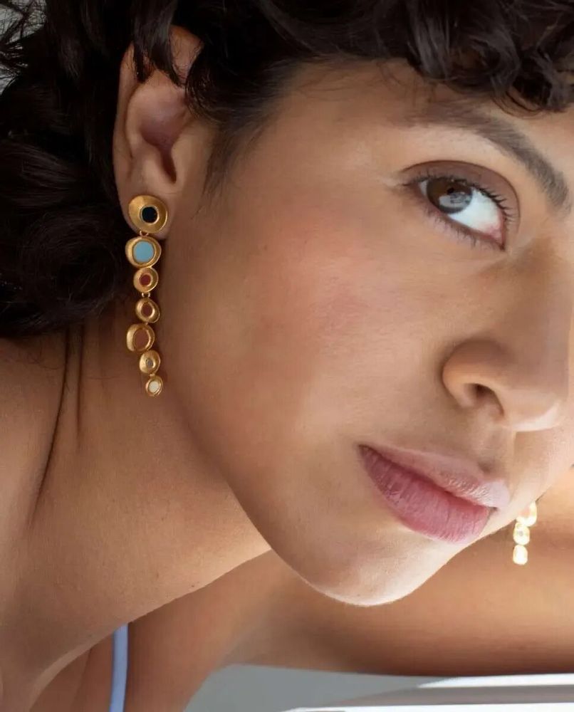 Jewelry - LONG GOLDEN EARRINGS FAVORITA COLORS - JOIDART
