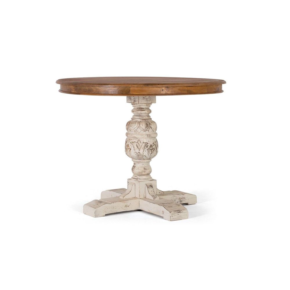 Tables Salle à Manger - Table à manger en manguier naturel et blanc vieilli 1 mètre - GINER Y COLOMER