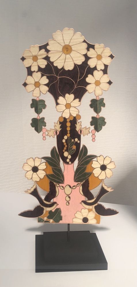 Sculptures, statuettes and miniatures - Mask-sculpture in wood and copper marquetry — Inner nest - ATELIER NATHALIE MELON