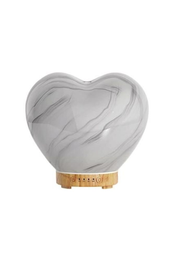 Scent diffusers - Heart essential oil diffuser — 24 cm glass, multicolored LEDs - FG IMPORTS
