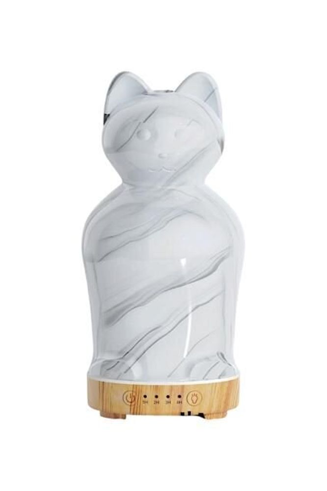 Scent diffusers - Cat essential oil diffuser — 24 cm glass, multicolored LEDs - FG IMPORTS