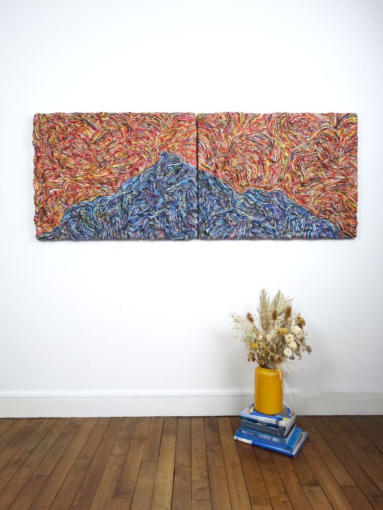 Unique pieces - Wall art recycled papers Diptych Chuzenji unique piece - HELENE SIELLEZ
