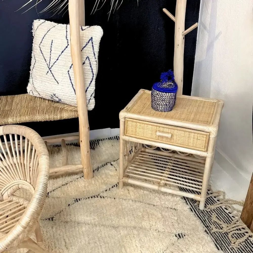 Night tables - Rattan bedside table with drawer - PRISCA - HYDILE