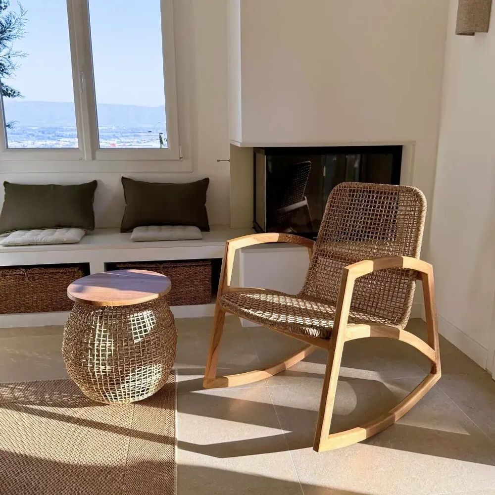 Armchairs - Outdoor/indoor rocking chair in teak and rope - ANNA - HYDILE