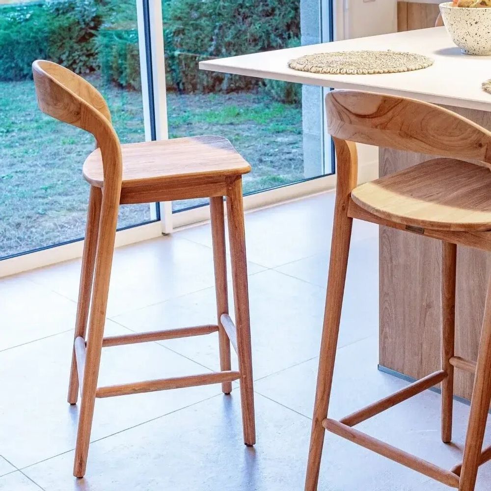 Chaises - Chaise haute de bar en teck - LUCIE - HYDILE