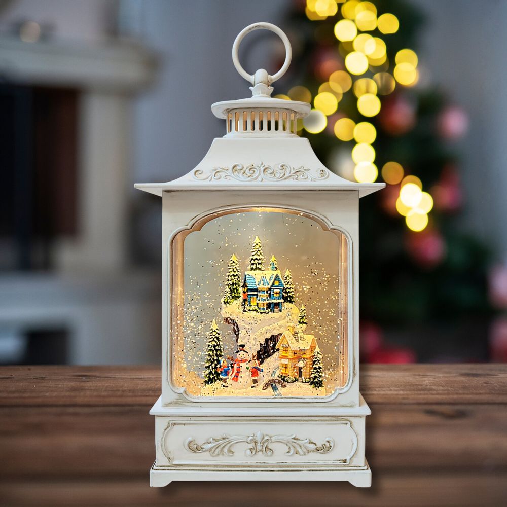 Other Christmas decorations - Christmas LED Lantern Snow Globe – Winter Village Scene (Warm White LED & Music) – DC Option - BLUE STAR B.V.