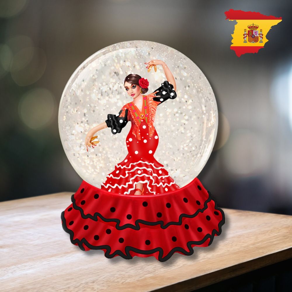 Other Christmas decorations - LED Snow Globe – Flamenco Dancer in Red Dress - BLUE STAR B.V.