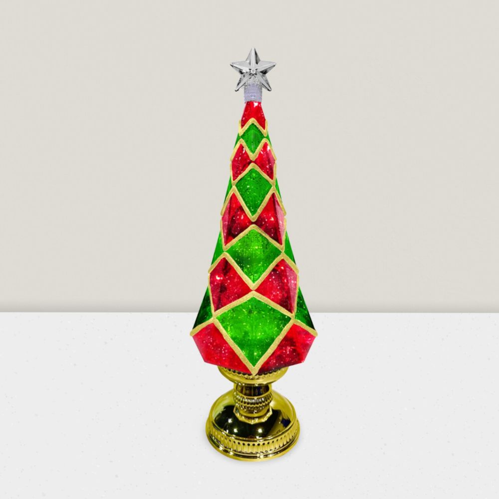 Autres décorations de Noël - Sapin de Noël LED Pailleté – Motif Géométrique avec Éclairage Blanc Chaud (Option DC) - BLUE STAR B.V.