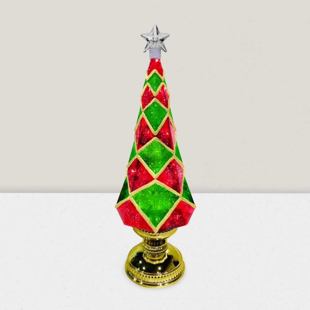 Autres décorations de Noël - Sapin de Noël LED Pailleté – Motif Losange Géométrique (LED Blanc Chaud & Option DC) - BLUE STAR B.V.