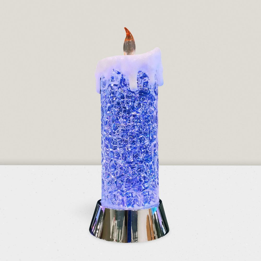 Autres décorations de Noël - Bougie Cristal de Noël LED – Modèle Haut avec Lumière RGB Changeante (Option DC) - BLUE STAR B.V.