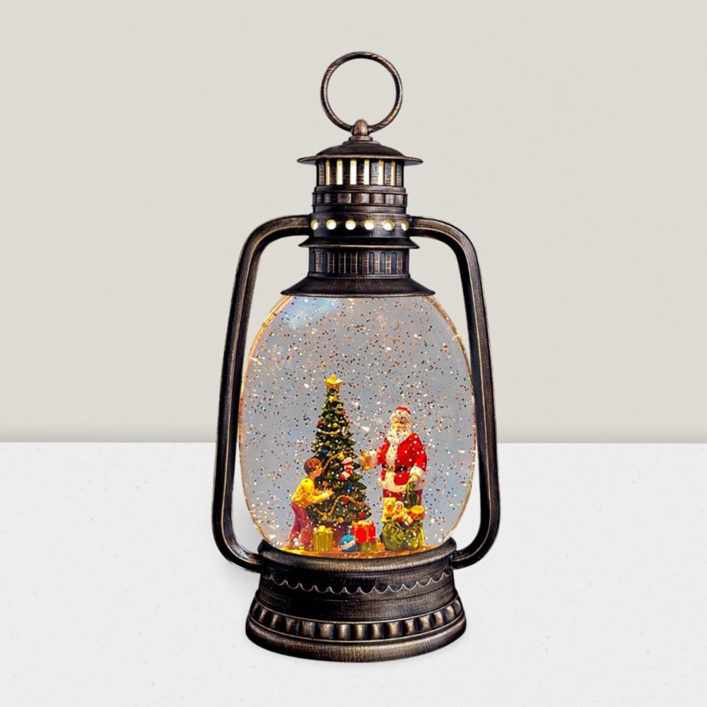 Autres décorations de Noël - Lanterne de Noël LED Bronze – Père Noël & Enfant, Musique - BLUE STAR B.V.
