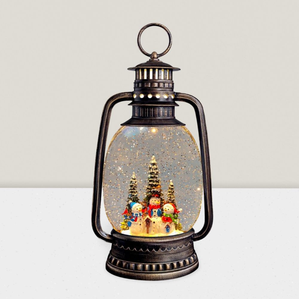 Other Christmas decorations - Christmas LED Bronze Lantern – Snowman Family in Forest, Music - BLUE STAR B.V.
