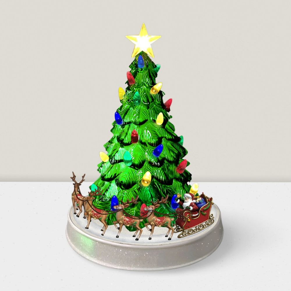 Crèches et santons - Sapin Musical de Noël LED – Traîneau du Père Noël & Rennes - BLUE STAR B.V.