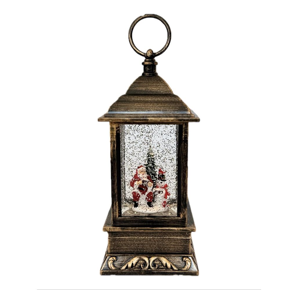 Other Christmas decorations - Christmas LED Snow Globe Lantern – Santa & Snowman, Bronze Finish, Mus - BLUE STAR B.V.