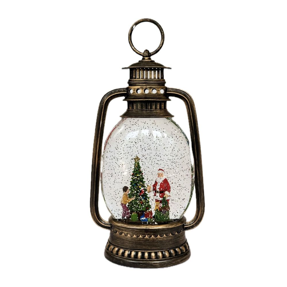 Autres décorations de Noël - Lanterne de Noël LED Bronze – Père Noël & Enfant, Musique - BLUE STAR B.V.
