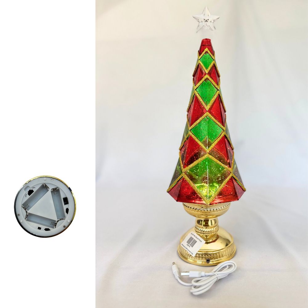Autres décorations de Noël - Sapin de Noël LED Pailleté – Motif Géométrique avec Éclairage Blanc Chaud (Option DC) - BLUE STAR B.V.
