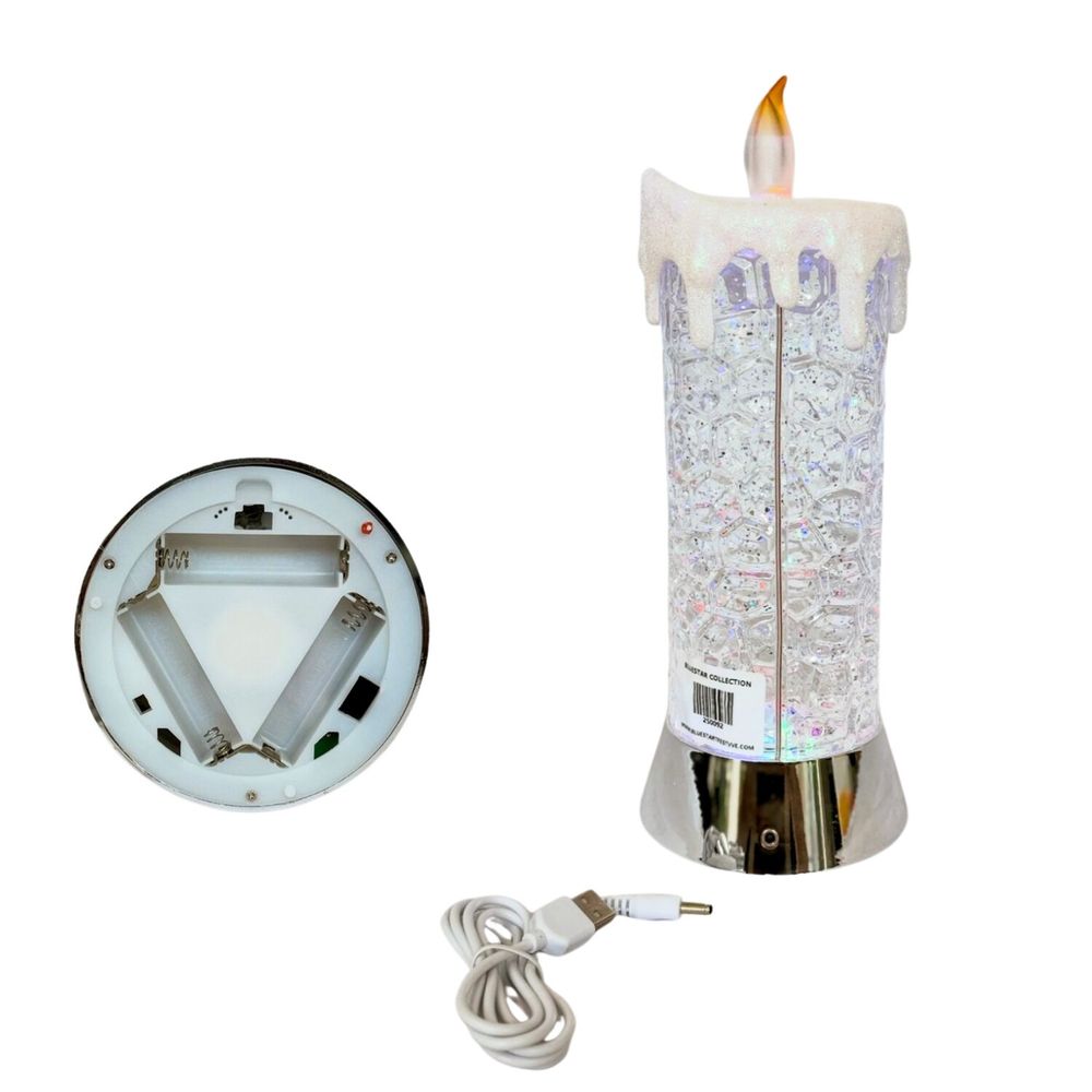 Autres décorations de Noël - Bougie Cristal de Noël LED – Modèle Haut avec Lumière RGB Changeante (Option DC) - BLUE STAR B.V.