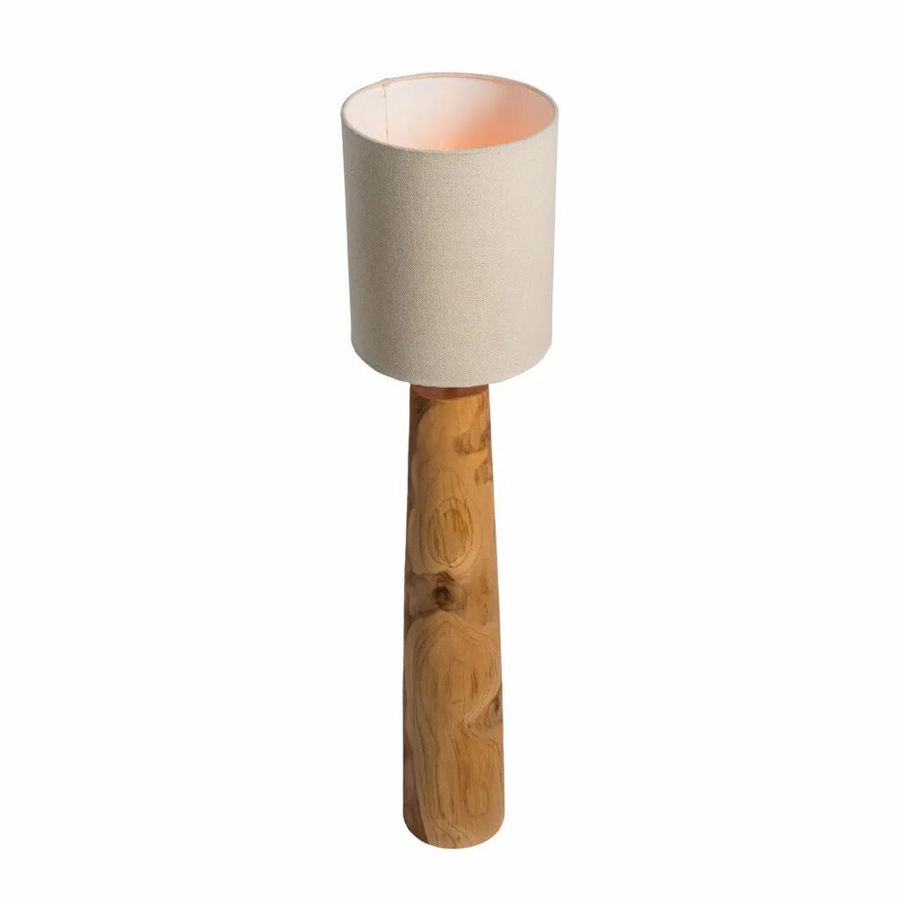 Lampes à poser - Lampe à poser en teck avec abat-jour en lin - AGATHE M - HYDILE