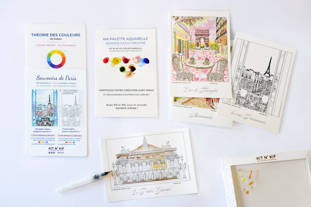 Gifts - Nomad Watercolor Kit - Souvenirs of Paris (all included) | Kit n' Kif - ATELIER MANDALA