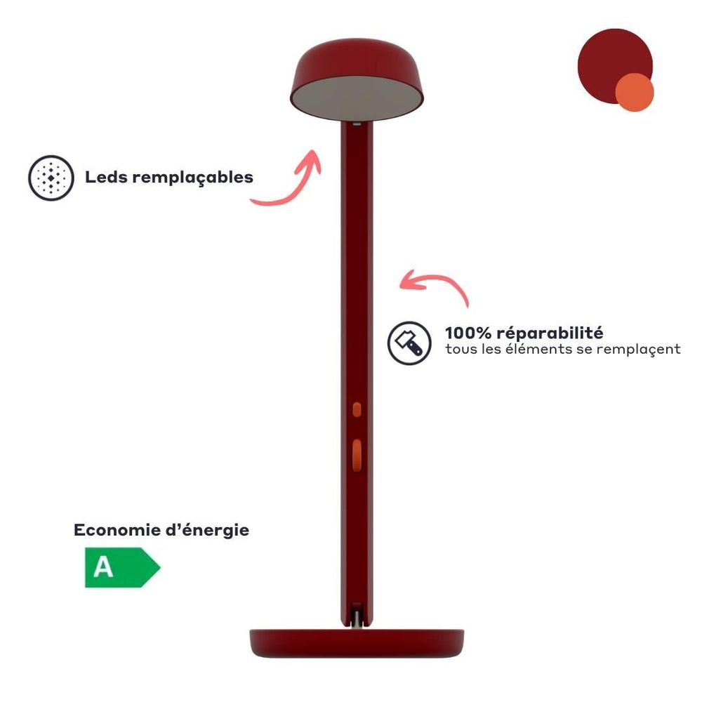 Objets design - Lampe Polux - Rouge sombre & Corail - LUMINAIRES POLUX