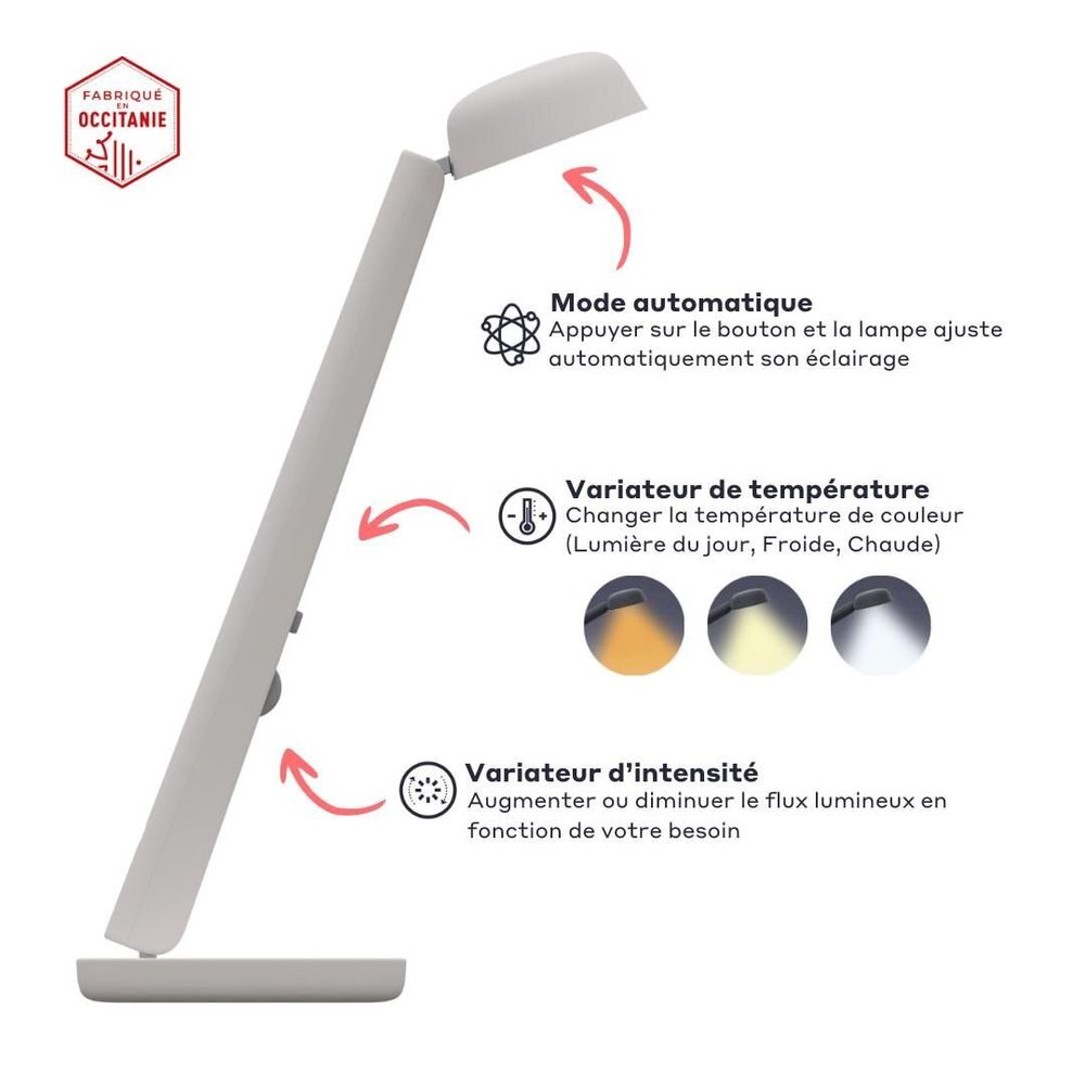 Objets design - Lampe Polux - Blanc chaud & Gris - LUMINAIRES POLUX