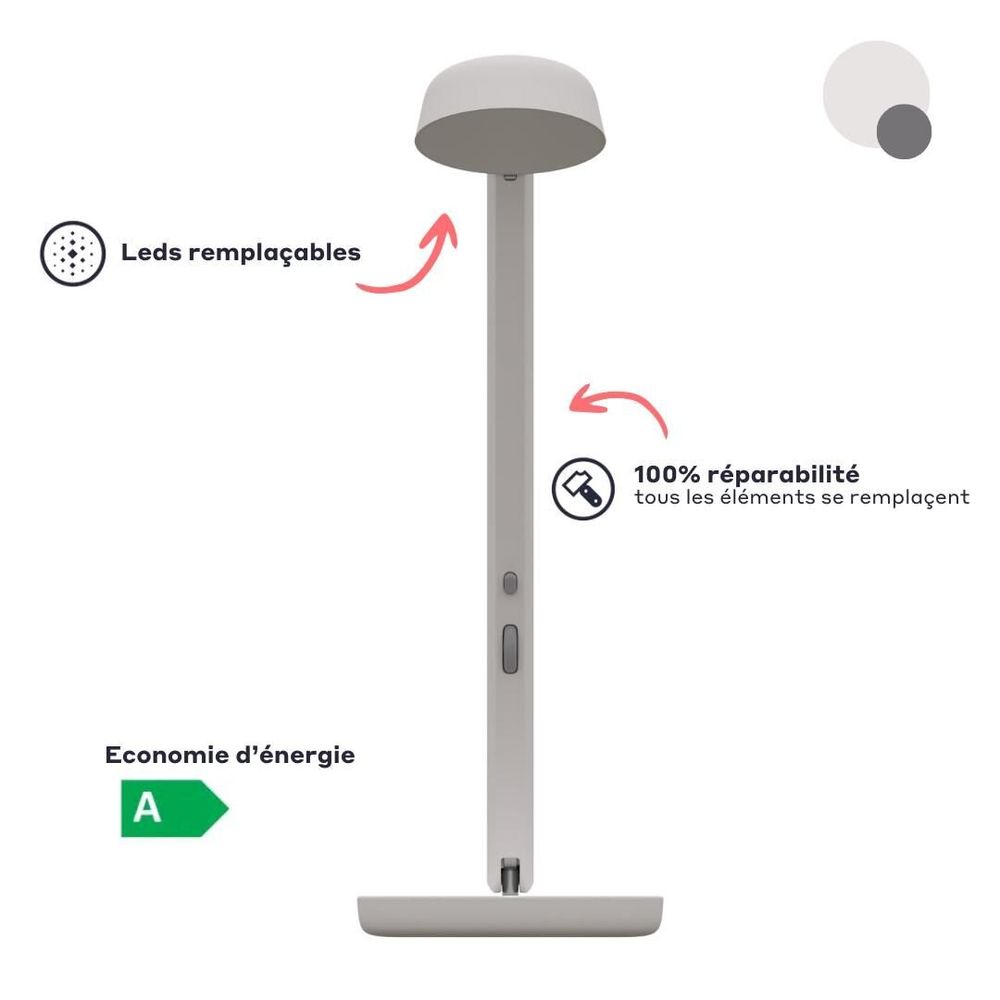 Objets design - Lampe Polux - Blanc chaud & Gris - LUMINAIRES POLUX