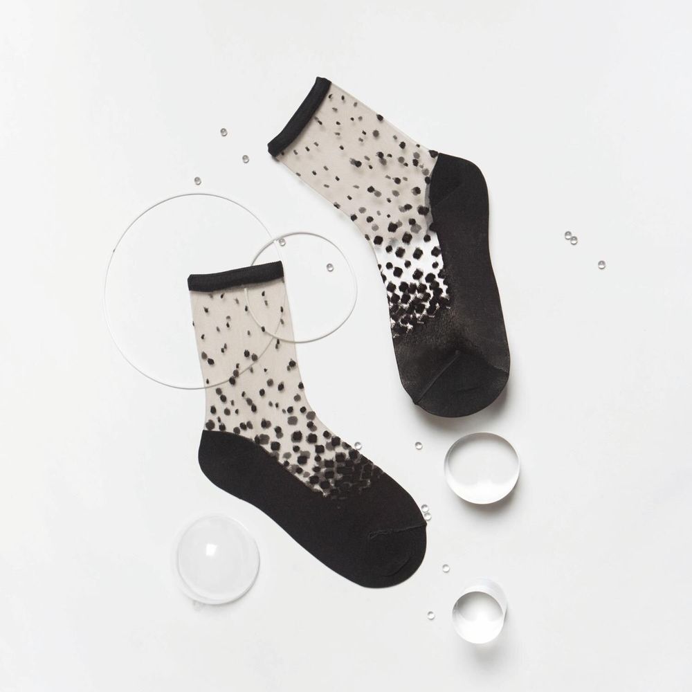 Gifts - NakaMeguro Black 39-41 : polka-dot transparent socks - ATELIER ST EUSTACHE