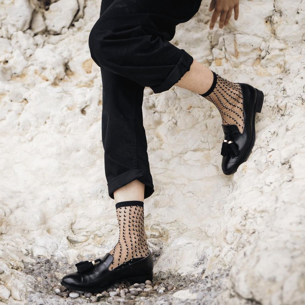 Gifts - Crescent Dunes Black 36-38 : polka-dot transparent socks - ATELIER ST EUSTACHE