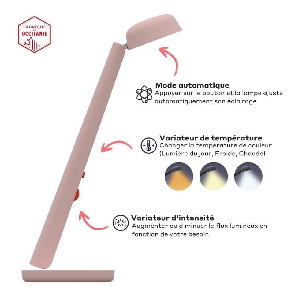 Objets design - Lampe Polux - Rose pastel & Corail - LUMINAIRES POLUX