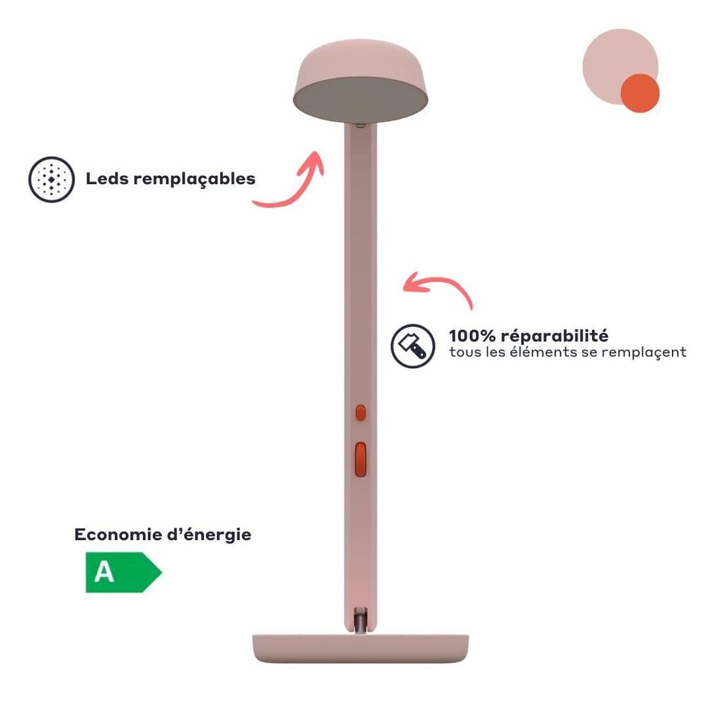 Objets design - Lampe Polux - Rose pastel & Corail - LUMINAIRES POLUX