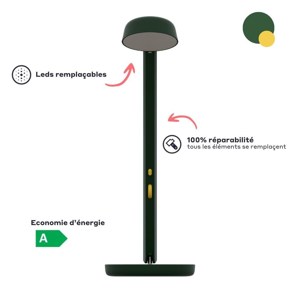 Objets design - Lampe Polux - Vert forêt & Jaune - LUMINAIRES POLUX