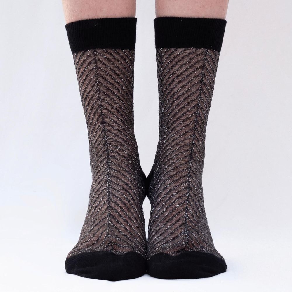 Cadeaux - Sapin Argentée 36-38 : chaussettes transparentes paillettées - ATELIER ST EUSTACHE