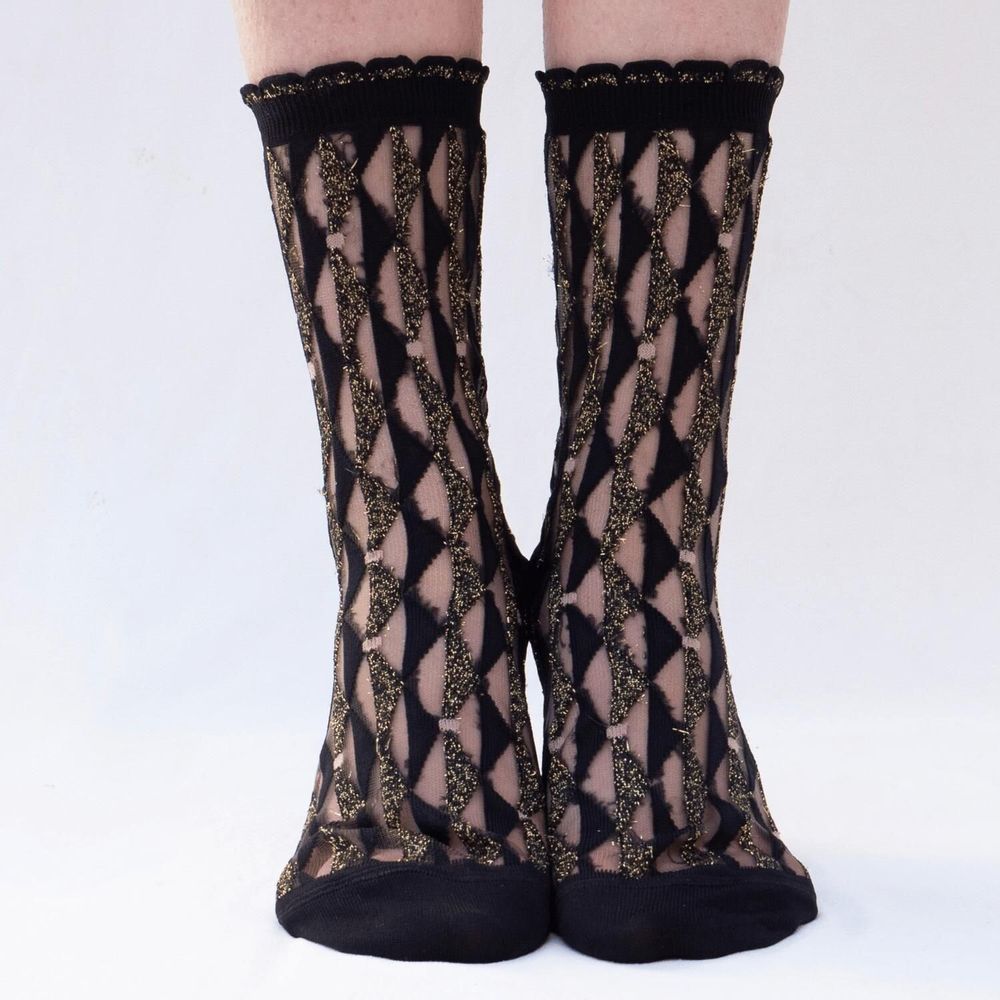 Cadeaux - Arlecchino Dorée 39-41 : chaussettes transparentes fêtes - ATELIER ST EUSTACHE