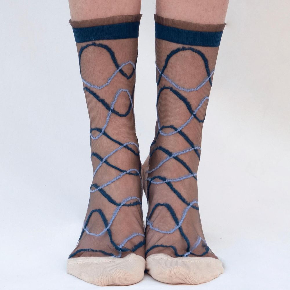 Gifts - Riflessi Bleue 36-38 : curved-line transparent socks - ATELIER ST EUSTACHE