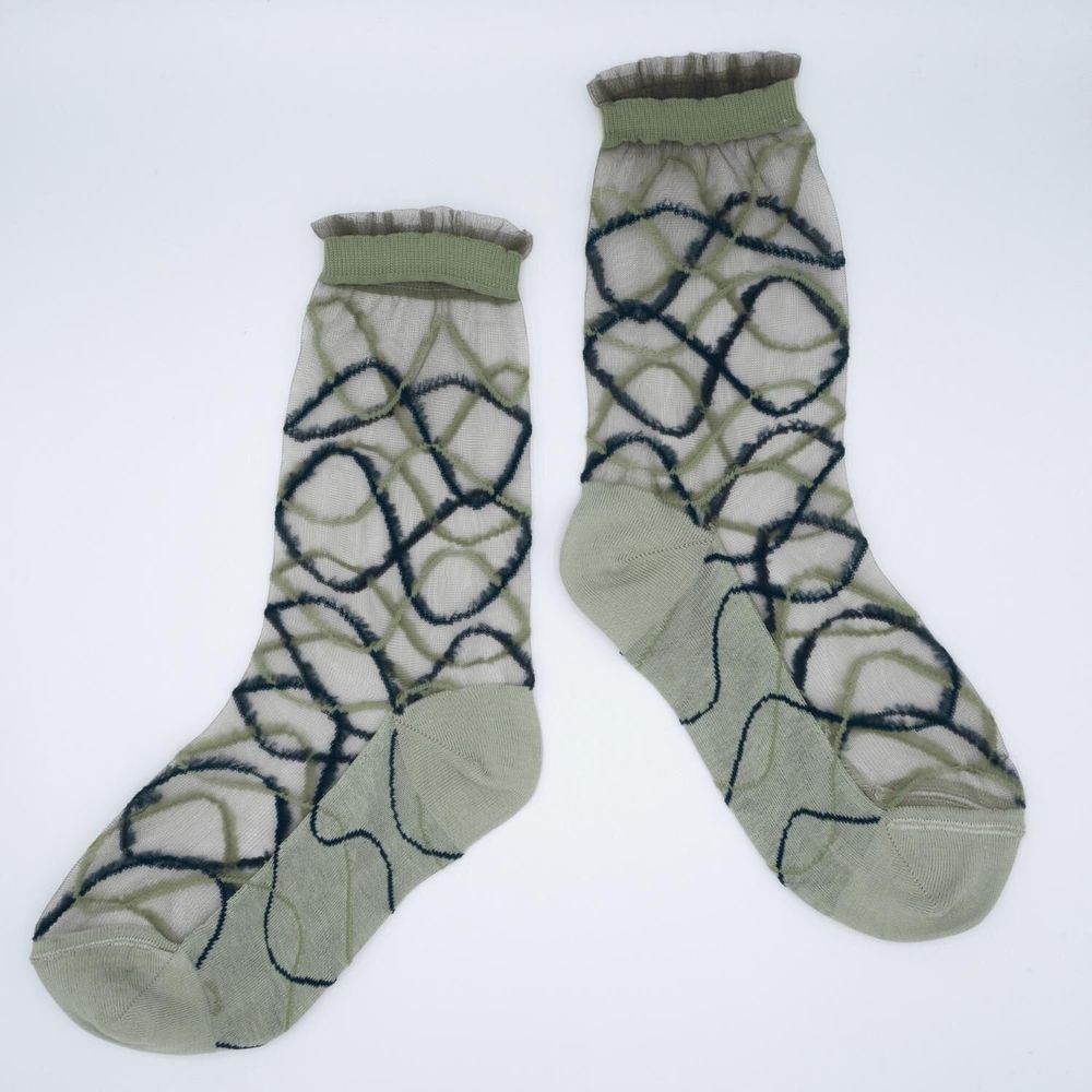 Cadeaux - Riflessi Sauge 39-41 : chaussettes transparentes à courbes - ATELIER ST EUSTACHE