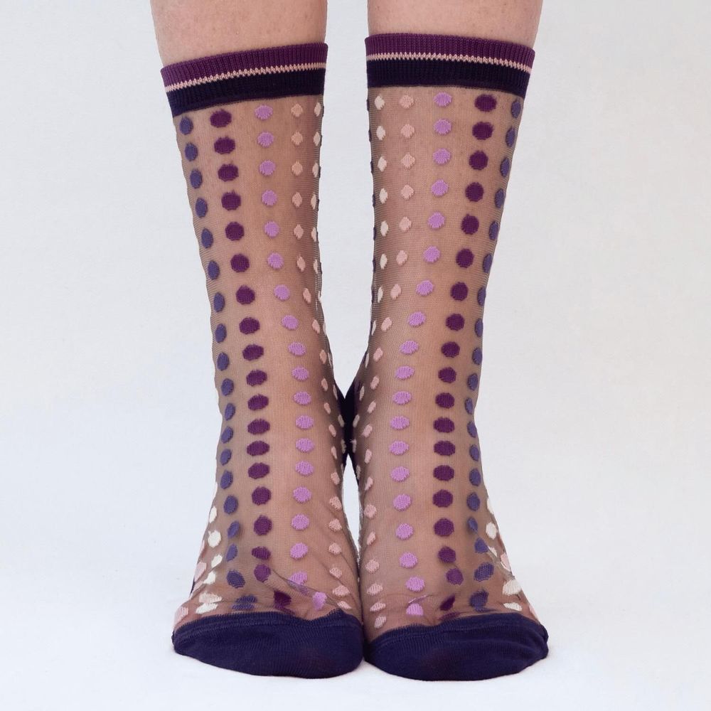 Cadeaux - Vetrata Violette 39-41 : chaussettes transparentes à pois colorés - ATELIER ST EUSTACHE