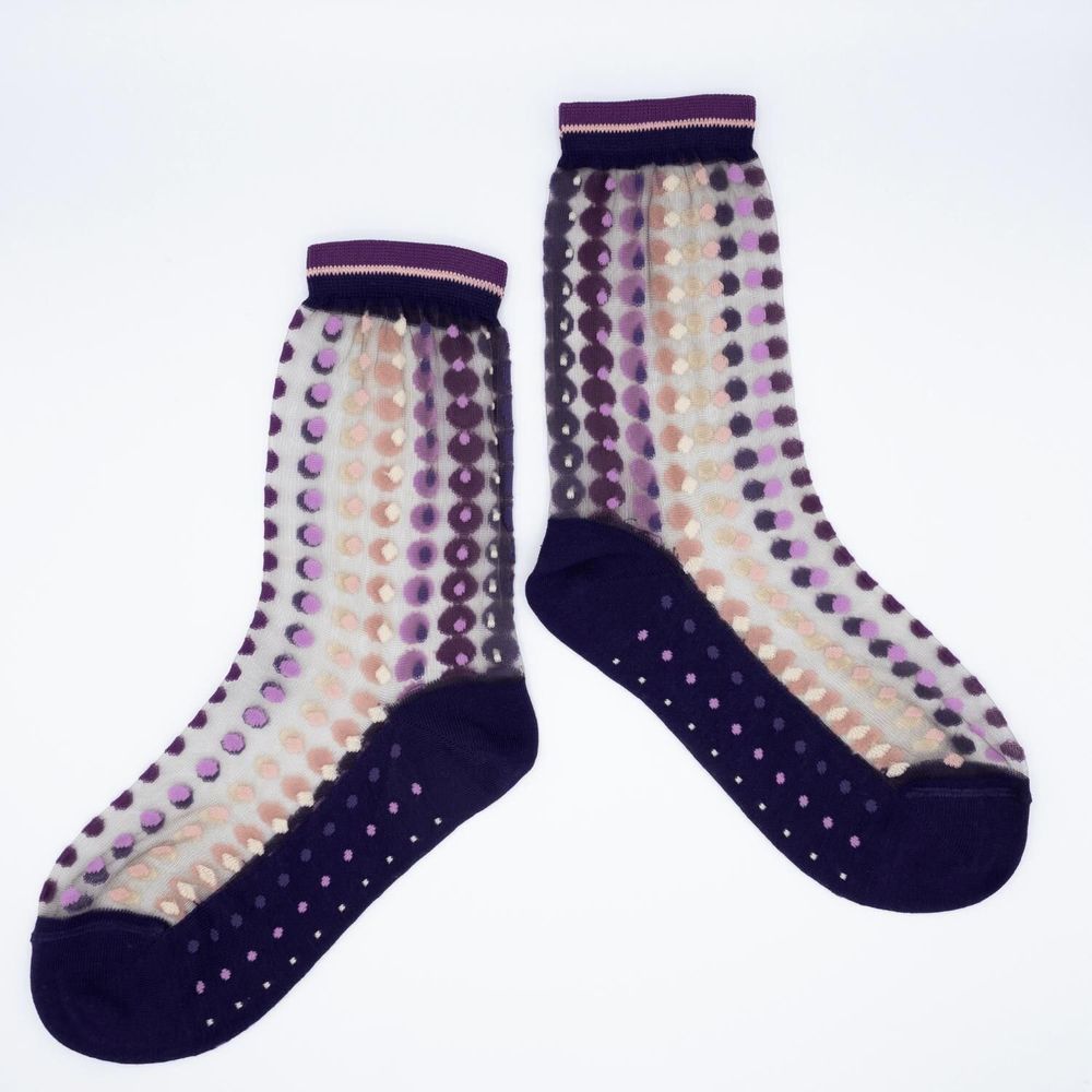 Cadeaux - Vetrata Violette 39-41 : chaussettes transparentes à pois colorés - ATELIER ST EUSTACHE