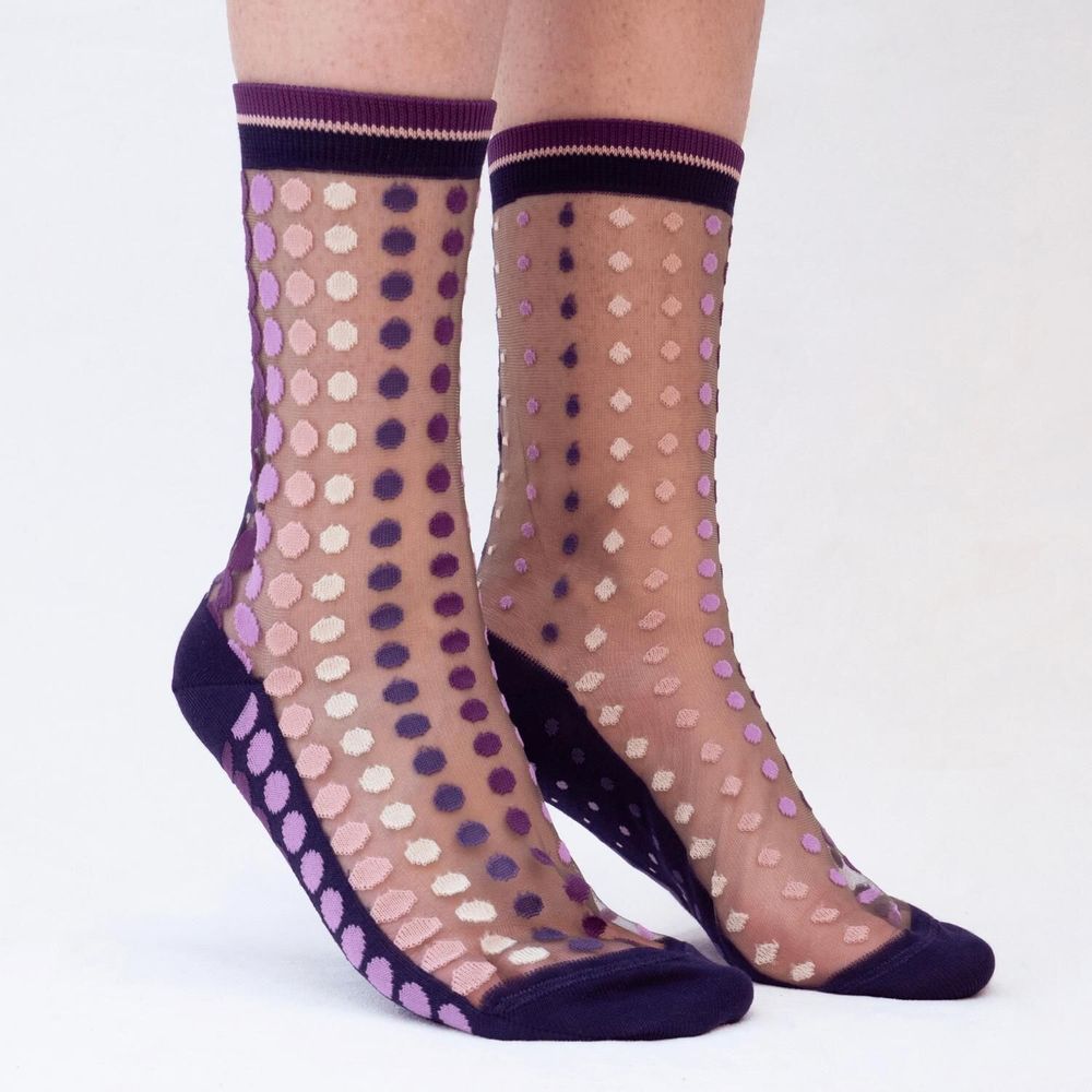 Cadeaux - Vetrata Violette 36-38 : chaussettes transparentes à pois colorés - ATELIER ST EUSTACHE