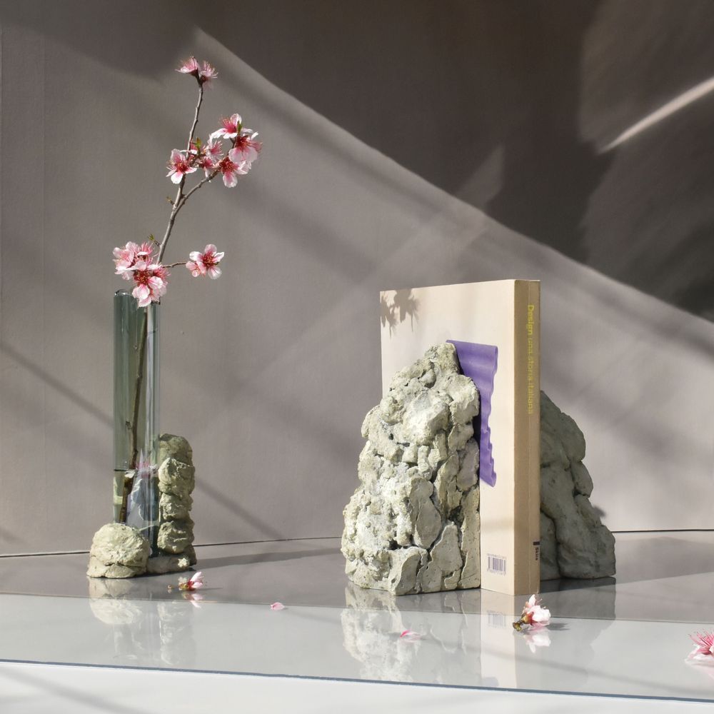 Sculptures, statuettes and miniatures - Catharsis Bookends – Set of Two Stone Sculptures, Sage Green - COKI