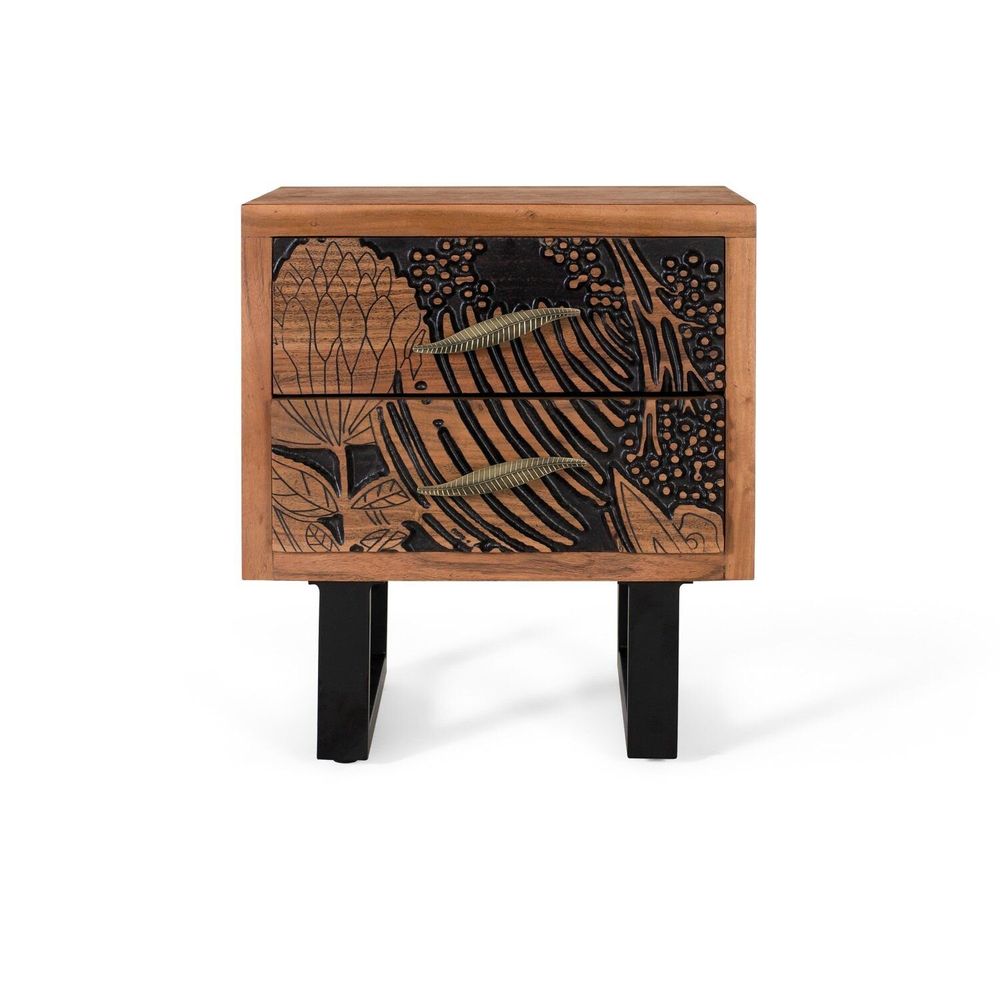 Night tables - Acacia wood and metal bedside table - GINER Y COLOMER