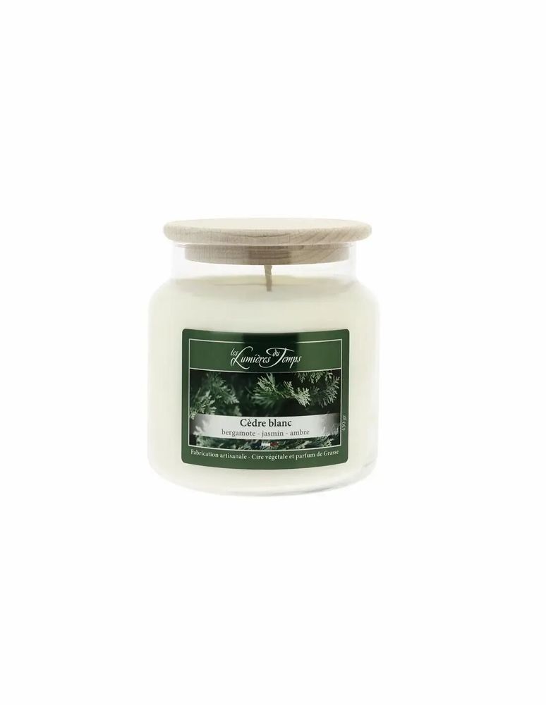 Candles - Colored Wax Candle 430 g White Cedar - LES LUMIERES DU TEMPS