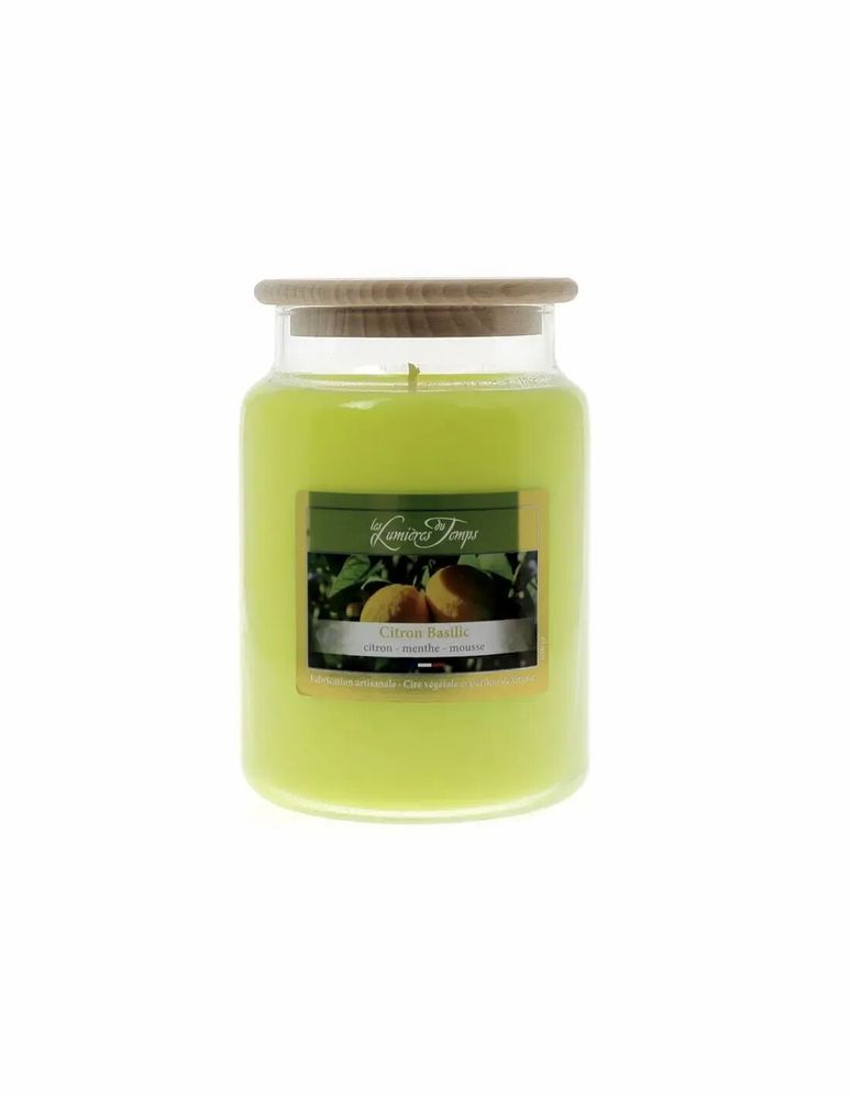 Candles - 670g Lemon Basil Colored Wax Candle - LES LUMIERES DU TEMPS